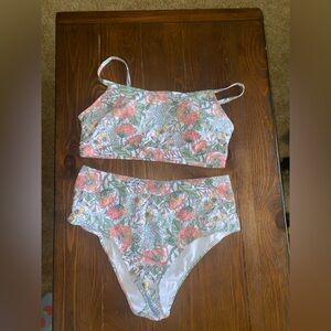 SHEIN Floral Bikini Set - Pink and Green